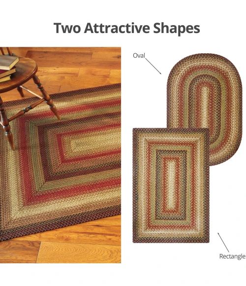 Homespice Decor Jute Braided Gingerbread Brown, Deep Red 503800 4 ft. X 6 ft. Oval Rug