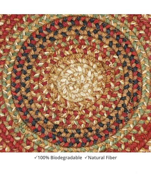 Homespice Decor Jute Braided Accessories Gingerbread Brown, Deep Red 240176PS 15 in. Set of 6 Round Rug