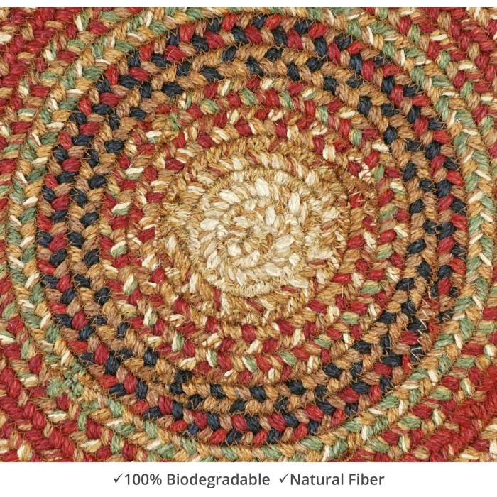 Homespice Decor Jute Braided Accessories Gingerbread Brown, Deep Red 240046PS 15 in. Set of 2 Round Rug