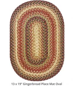 Homespice Decor Jute Braided Accessories Gingerbread Brown, Deep Red 240086PS 10 in. X 15 in. Set of 4 Oval Rug