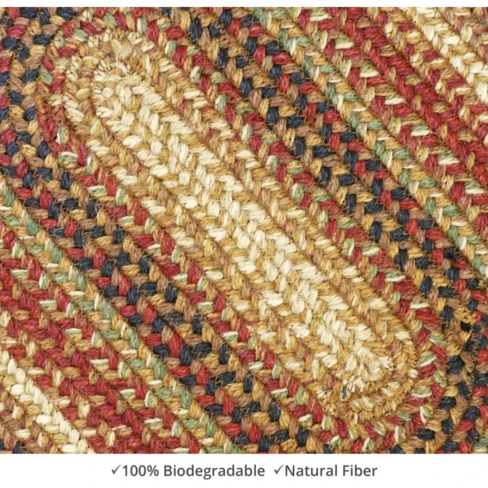 Homespice Decor Jute Braided Accessories Gingerbread Brown, Deep Red 240086PS 10 in. X 15 in. Set of 4 Oval Rug