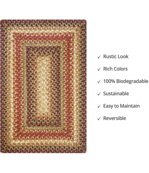 Homespice Decor Jute Braided Accessories Gingerbread Brown, Deep Red 240078PS 13 in. X 19 in. Set of 4 Rect Rug
