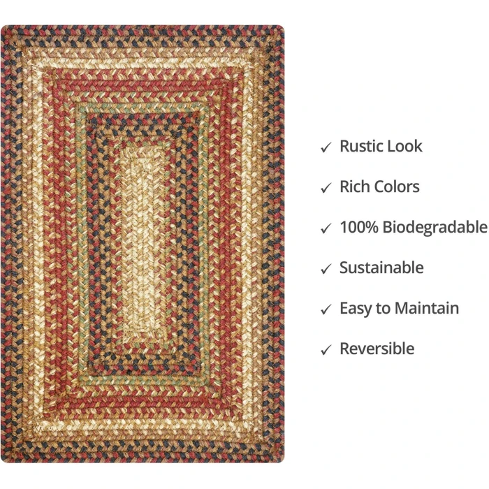 Homespice Decor Jute Braided Accessories Gingerbread Brown, Deep Red 240078PS 13 in. X 19 in. Set of 4 Rect Rug