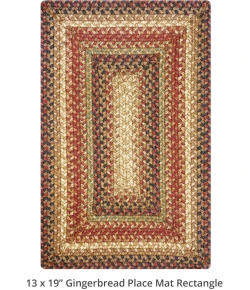 Homespice Decor Jute Braided Accessories Gingerbread Brown, Deep Red 240092PS 10 in. X 15 in. Set of 4 Rect Rug