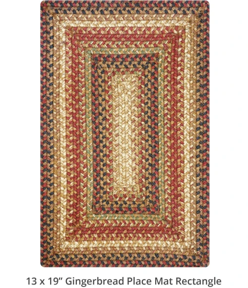 Homespice Decor Jute Braided Accessories Gingerbread Brown, Deep Red 240078PS 13 in. X 19 in. Set of 4 Rect Rug