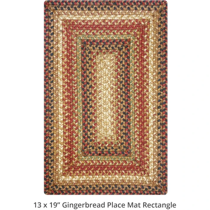 Homespice Decor Jute Braided Accessories Gingerbread Brown, Deep Red 240078PS 13 in. X 19 in. Set of 4 Rect Rug