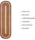 Homespice Decor Jute Braided Accessories Gingerbread Brown, Deep Red 240138PS 8 in. X 28 in. Set of 13 Oval Rug