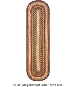 Homespice Decor Jute Braided Accessories Gingerbread Brown, Deep Red 240138PS 8 in. X 28 in. Set of 13 Oval Rug