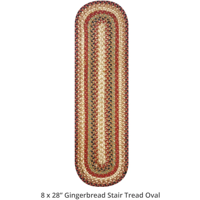 Homespice Decor Jute Braided Accessories Gingerbread Brown, Deep Red 240138PS 8 in. X 28 in. Set of 13 Oval Rug