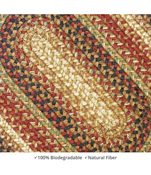 Homespice Decor Jute Braided Accessories Gingerbread Brown, Deep Red 240138PS 8 in. X 28 in. Set of 13 Oval Rug