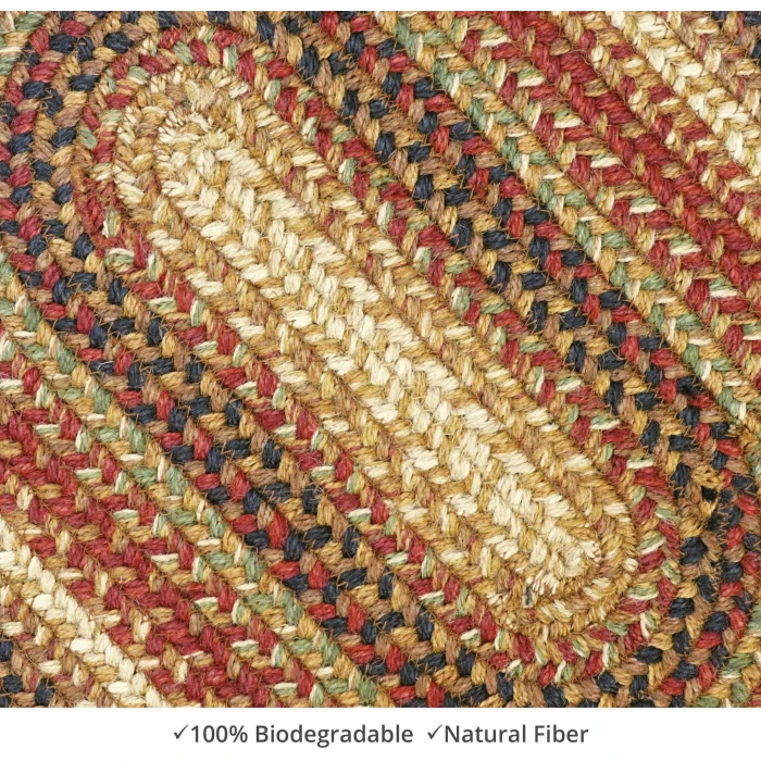 Homespice Decor Jute Braided Accessories Gingerbread Brown, Deep Red 240138PS 8 in. X 28 in. Set of 13 Oval Rug
