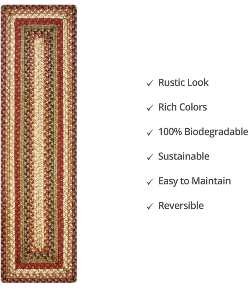 Homespice Decor Jute Braided Accessories Gingerbread Brown, Deep Red 240154PS 8 in. X 28 in. Set of 13 Rect Rug