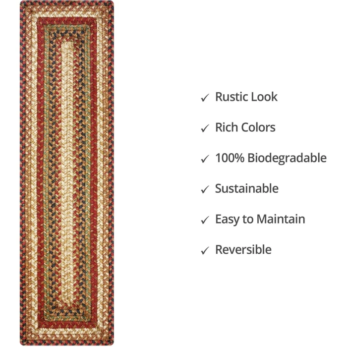 Homespice Decor Jute Braided Accessories Gingerbread Brown, Deep Red 240154PS 8 in. X 28 in. Set of 13 Rect Rug