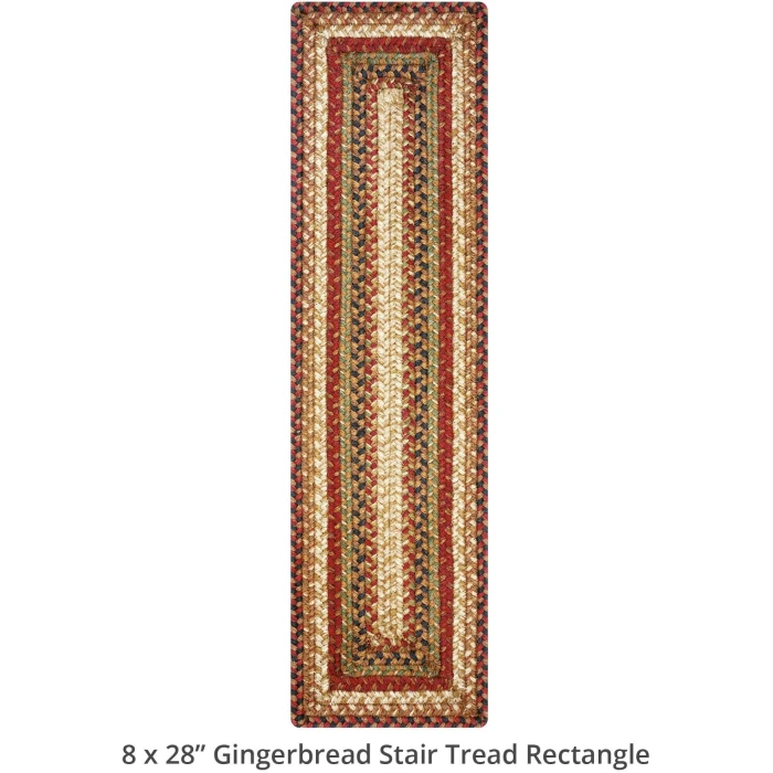 Homespice Decor Jute Braided Accessories Gingerbread Brown, Deep Red 240154PS 8 in. X 28 in. Set of 13 Rect Rug
