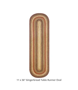Homespice Decor Jute Braided Accessories Gingerbread Brown, Deep Red 571809 11 in. X 36 in. Oval Rug