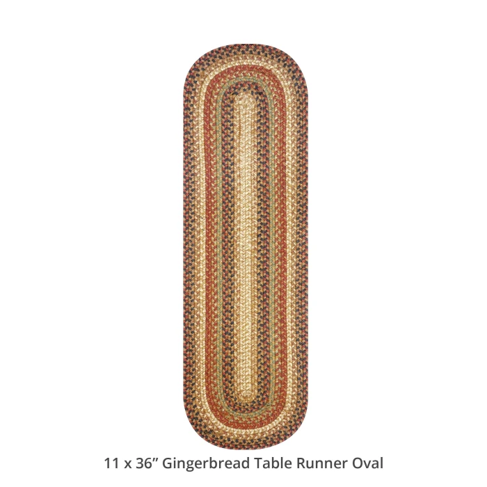 Homespice Decor Jute Braided Accessories Gingerbread Brown, Deep Red 571809 11 in. X 36 in. Oval Rug