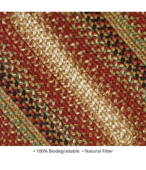 Homespice Decor Jute Braided Accessories Gingerbread Brown, Deep Red 571809 11 in. X 36 in. Oval Rug