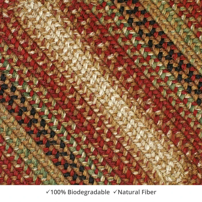 Homespice Decor Jute Braided Accessories Gingerbread Brown, Deep Red 571809 11 in. X 36 in. Oval Rug