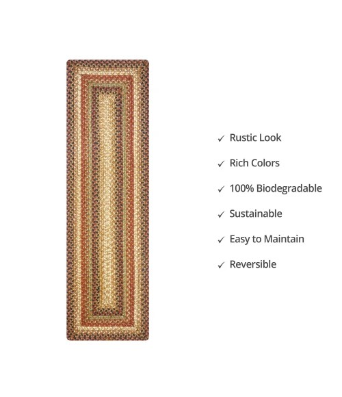 Homespice Decor Jute Braided Accessories Gingerbread Brown, Deep Red 572806 11 in. X 36 in. Rect Rug