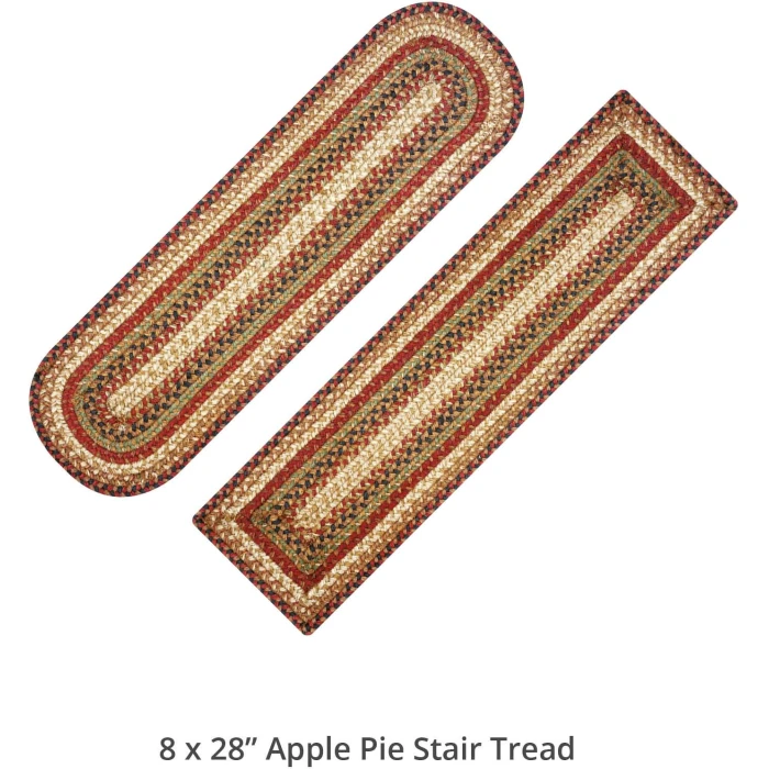 Homespice Decor Jute Braided Accessories Gingerbread Brown, Deep Red 240138PS 8 in. X 28 in. Set of 13 Oval Rug