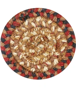 Homespice Decor Jute Braided Accessories Gingerbread Brown, Deep Red 240014PS 4 in. Set of 6 Round Rug