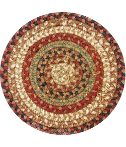Homespice Decor Jute Braided Accessories Gingerbread Brown, Deep Red 240030PS 8 in. Set of 3 Round Rug