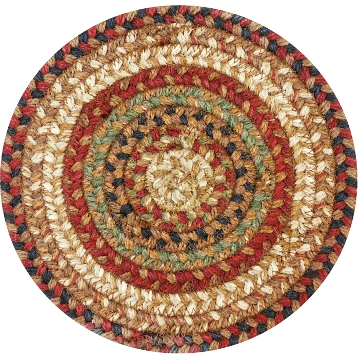 Homespice Decor Jute Braided Accessories Gingerbread Brown, Deep Red 240030PS 8 in. Set of 3 Round Rug