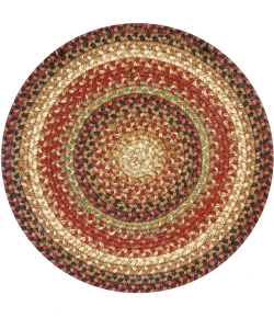 Homespice Decor Jute Braided Accessories Gingerbread Brown, Deep Red 240176PS 15 in. Set of 6 Round Rug