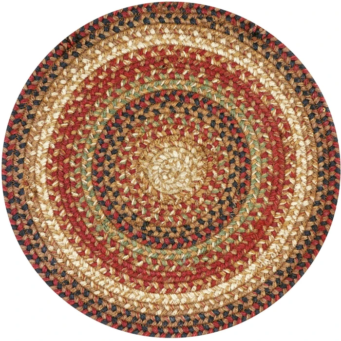 Homespice Decor Jute Braided Accessories Gingerbread Brown, Deep Red 240046PS 15 in. Set of 2 Round Rug