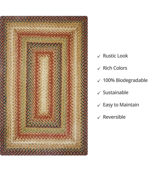 Homespice Decor Jute Braided Gingerbread Brown, Deep Red 510808 2 ft. X 3 ft. Rect Rug