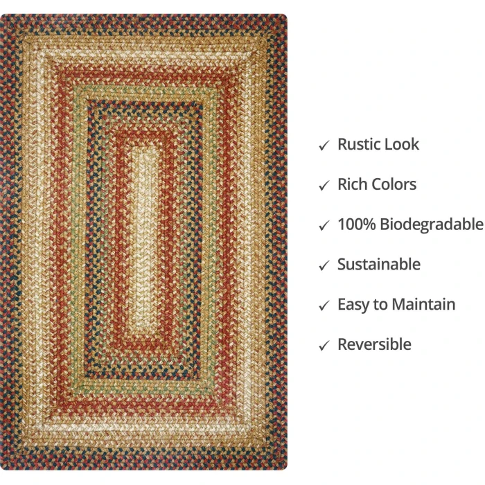 Homespice Decor Jute Braided Gingerbread Brown, Deep Red 516800 8 ft. X 10 ft. Rect Rug