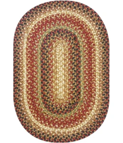 Homespice Decor Jute Braided Accessories Gingerbread Brown, Deep Red 240086PS 10 in. X 15 in. Set of 4 Oval Rug