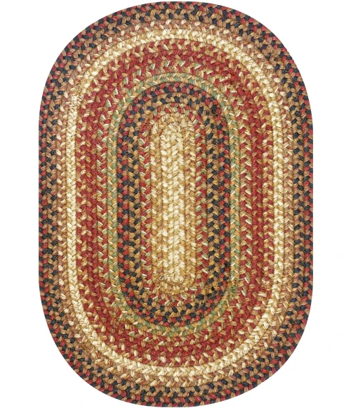 Homespice Decor Jute Braided Accessories Gingerbread Brown, Deep Red 240062PS 13 in. X 19 in. Set of 4 Oval Rug