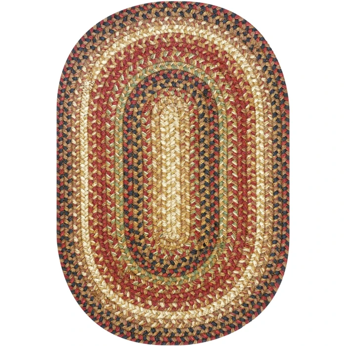 Homespice Decor Jute Braided Accessories Gingerbread Brown, Deep Red 240086PS 10 in. X 15 in. Set of 4 Oval Rug
