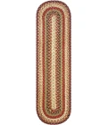 Homespice Decor Jute Braided Accessories Gingerbread Brown, Deep Red 240138PS 8 in. X 28 in. Set of 13 Oval Rug