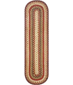 Homespice Decor Jute Braided Accessories Gingerbread Brown, Deep Red 240138PS 8 in. X 28 in. Set of 13 Oval Rug