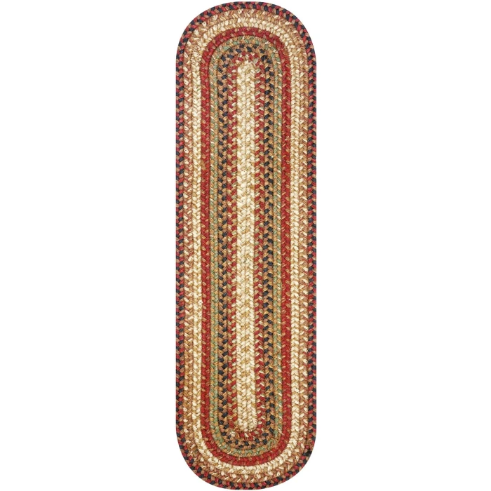 Homespice Decor Jute Braided Accessories Gingerbread Brown, Deep Red 240138PS 8 in. X 28 in. Set of 13 Oval Rug
