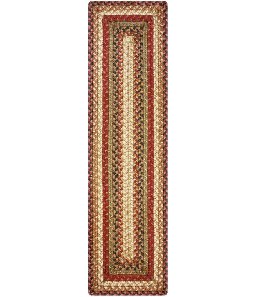 Homespice Decor Jute Braided Accessories Gingerbread Brown, Deep Red 240154PS 8 in. X 28 in. Set of 13 Rect Rug