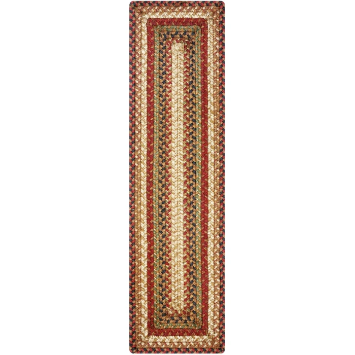 Homespice Decor Jute Braided Accessories Gingerbread Brown, Deep Red 240154PS 8 in. X 28 in. Set of 13 Rect Rug