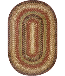 Homespice Decor Jute Braided Gingerbread Brown, Deep Red 504807 5 ft. X 8 ft. Oval Rug