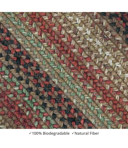 Homespice Decor Jute Braided Gingerbread Brown, Deep Red 503800 4 ft. X 6 ft. Oval Rug