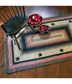 Homespice Decor Jute Braided Primitive Star Gloucester Black 511751 20 in. X 30 in. Rect Rug
