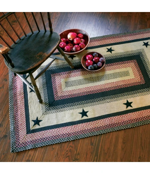 Homespice Decor Jute Braided Primitive Star Gloucester Black 513755 4 ft. X 6 ft. Rect Rug