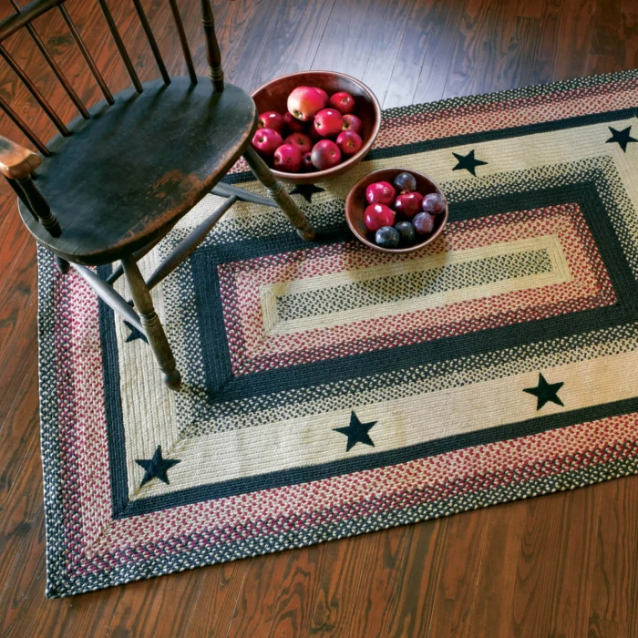 Homespice Decor Jute Braided Primitive Star Gloucester Black 511751 20 in. X 30 in. Rect Rug