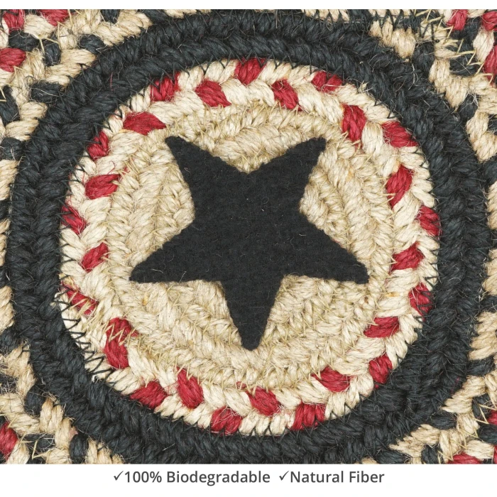 Homespice Decor Jute Braided Accessories Primitive Star Gloucester Black 240028PS 8 in. Set of 3 Round Rug