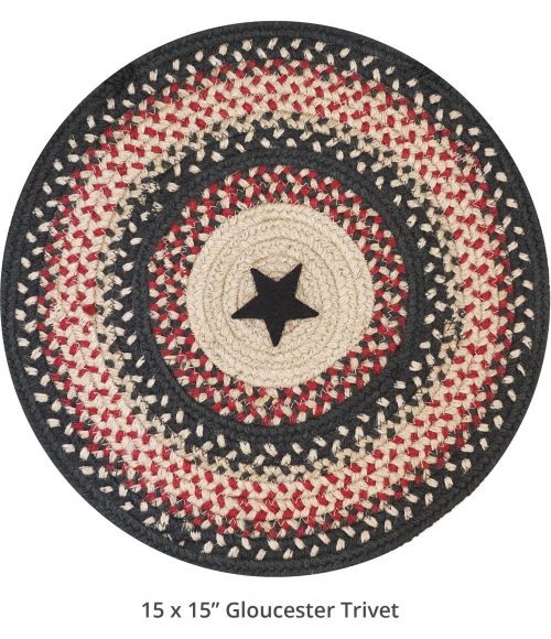 Homespice Decor Jute Braided Accessories Gingerbread Brown, Deep Red 240162PS 15 in. X 15 in. Set of 2 Round Rug