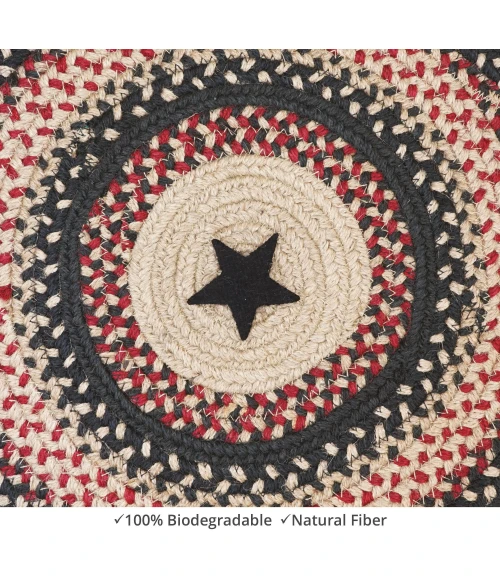 Homespice Decor Jute Braided Accessories Gingerbread Brown, Deep Red 240162PS 15 in. X 15 in. Set of 2 Round Rug