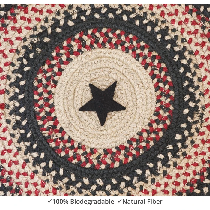 Homespice Decor Jute Braided Accessories Primitive Star Gloucester Black 240174PS 15 in. Set of 6 Round Rug