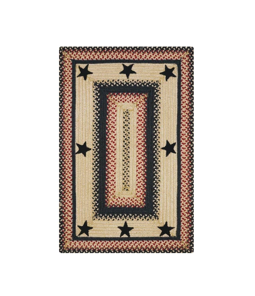 Homespice Decor Jute Braided Primitive Star Gloucester Black 513755 4 ft. X 6 ft. Rect Rug