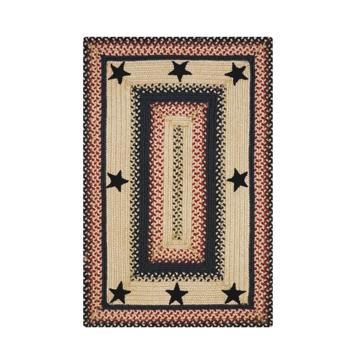Homespice Decor Jute Braided Primitive Star Gloucester Black 511751 20 in. X 30 in. Rect Rug
